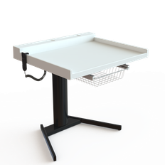 ConSet hæve-sænke puslebord med fritstående sort søjle 100x85cm
