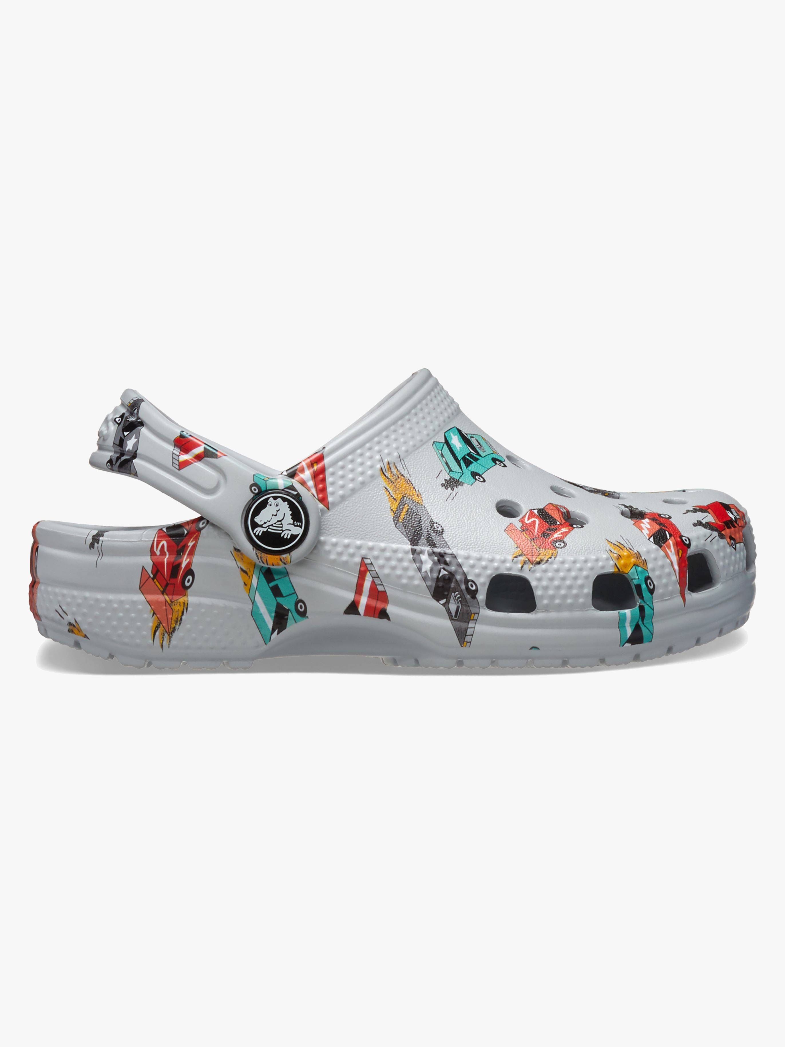Crocs Classic Race Cars Graphic Kids Tofflor, Mirage/Multi, 19-20