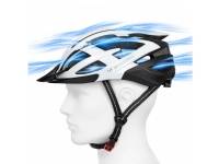 (ComputerSalg) Wozinsky MTB-cykelhjelm med aftagelig visir og bagmonteret USB-lys M - sort/hvid
