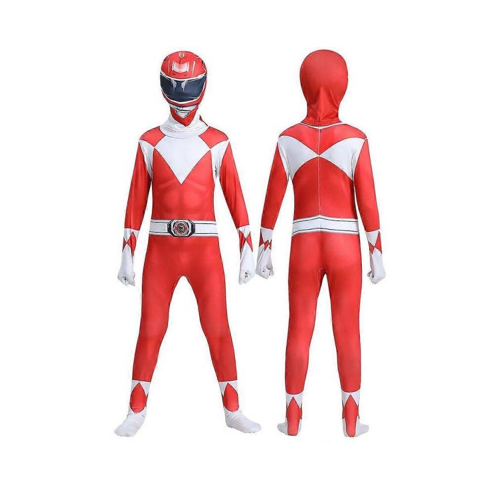 (180, Red) Mighty Morphin Power Rangers Cosplay Costume Jumpsuit Bodysuit Party Fancy Dress Set for Men Women