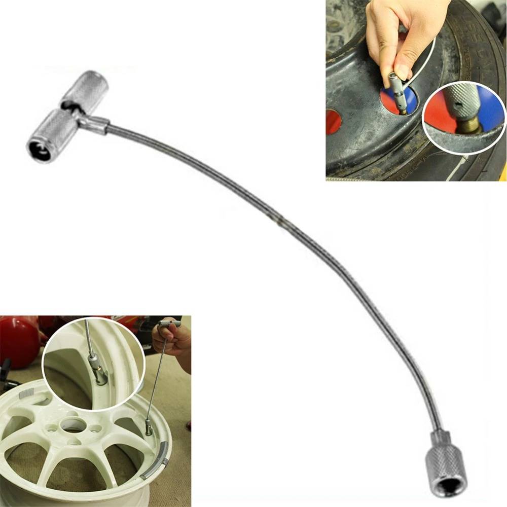 1PC Valve Stem Installation Tool Puller Auto Tire Plug Core Remover Sturdy Steel Cable Aligns Valve Through Rim Hole Repair Tool
