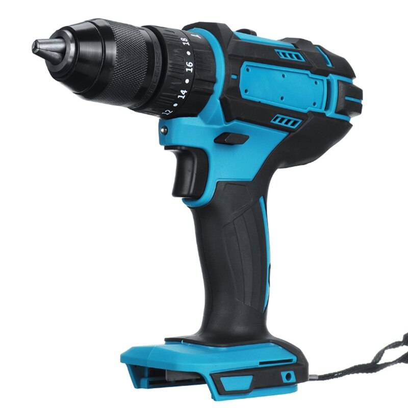 Blmiatko 3 in 1 borstad elektrisk borr 10mm 350nm 20+3 moment hammarskruvmejsel sladdlös slagborr för makita batteri