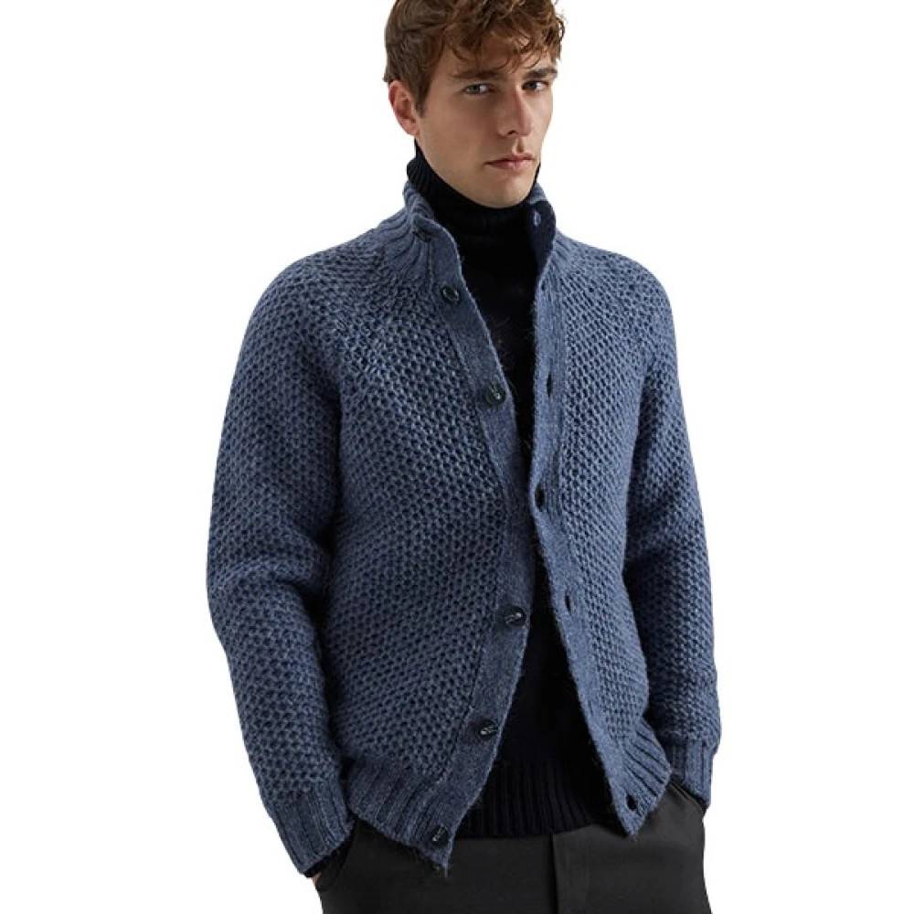 Alpha Studio - Bomber Nido d'Ape Soft Alpaca Stickade Tröjor - Herr - L -