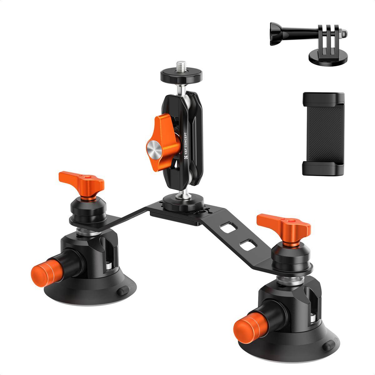 KENTFAITH 3" Suction Cup Mount Sets for Camera with 360° Ball Head Heavy Duty Camera Mount for Car Windshield, Hood, Side Panel Compatible with GoPro, DJI, Insta360, DSLRs, Phone K&F CONCEPT
