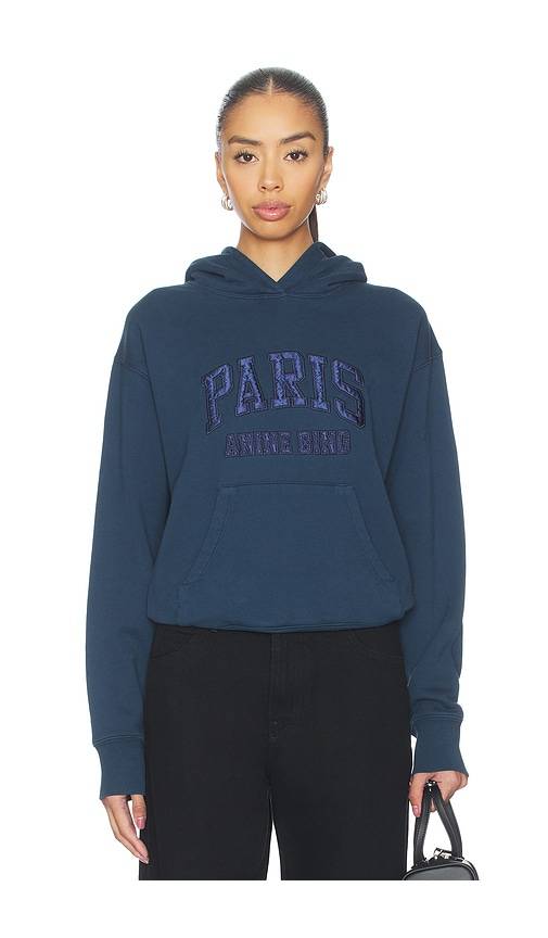 ANINE BING VERKLEINERTER HOODIE PARIS DEBBIE in Navy. Größe M. Also in XS, S.