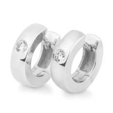 Solitaire diamantcreoler Ø14 mm 0,14 ct i 18 karat hvidguld