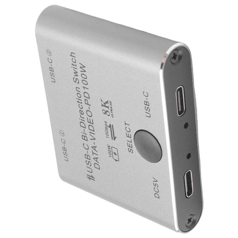 New-Switch Splitter For 2 Computers Bi Directional USB C KVM Switch 1 In 2 Out For 8K@60Hz/4K@144Hz Video Transfer 10Gbps