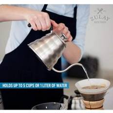 Premium pour over kaffekokare 34 fl oz 1 liters toppkvalitets rostfritt st&#xE5;l svanhals vattenkokare med inbyggd termometer - 1.25l