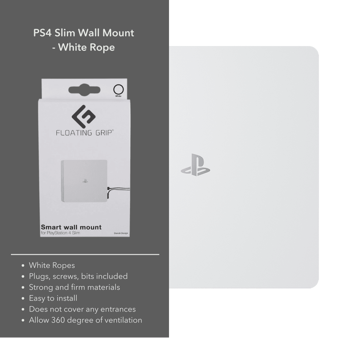 PlayStation 4 Slim (PS4 Slim) Wall Mount - Mount for PS4 Slim / White