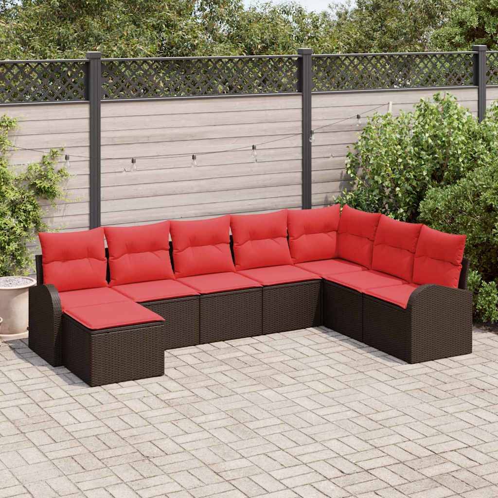 vidaXL Havesofa Sæt 8 stk. Brun [Syntetisk]: Poly Rattan