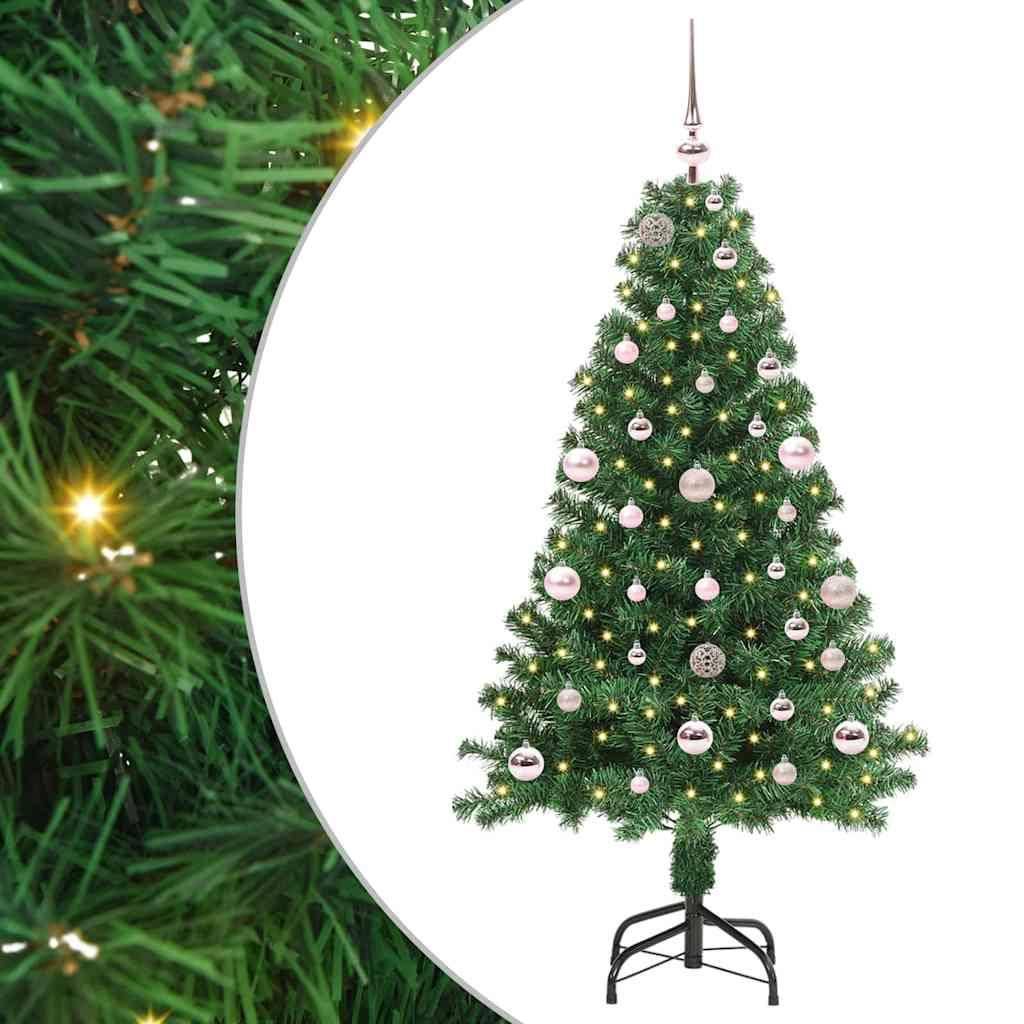 Kunstigt juletræ med LED-lyskæde - grøn, 150 cm