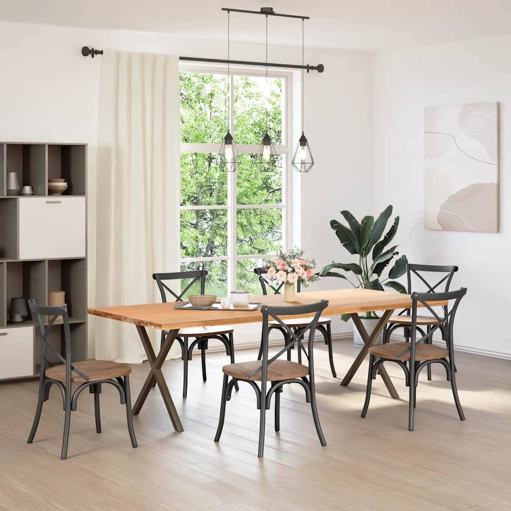 vidaXL spisebordsben X-formet 2 stk. naturstål 80x(72-73) cm stål