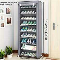 TEMU Large 8/10-tier Shoe Organizer - Easy , Dustproof Metal Storage Cabinet For Entryway, Bedroom, And Dorm - Foldable Design For Space-saving