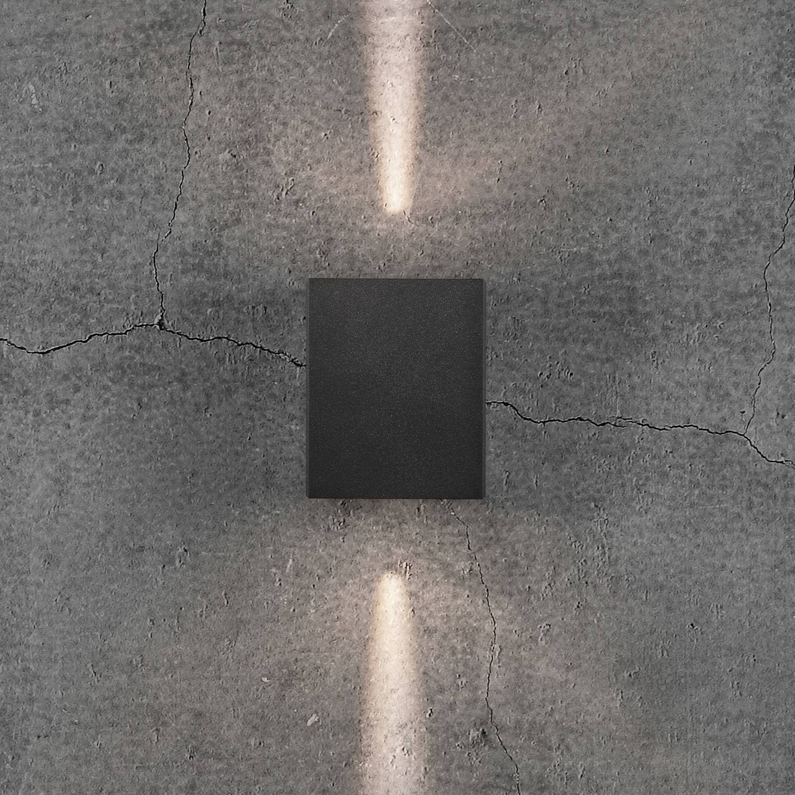 Nordlux LED utomhus vägglampa Canto Kubi 2, Svart, Aluminium / grå / zink, Modern, LED-vägglampa utomhus
