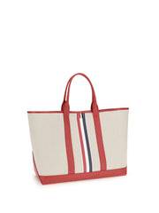 Thom Browne Striped Canvas Tote Bag — Red