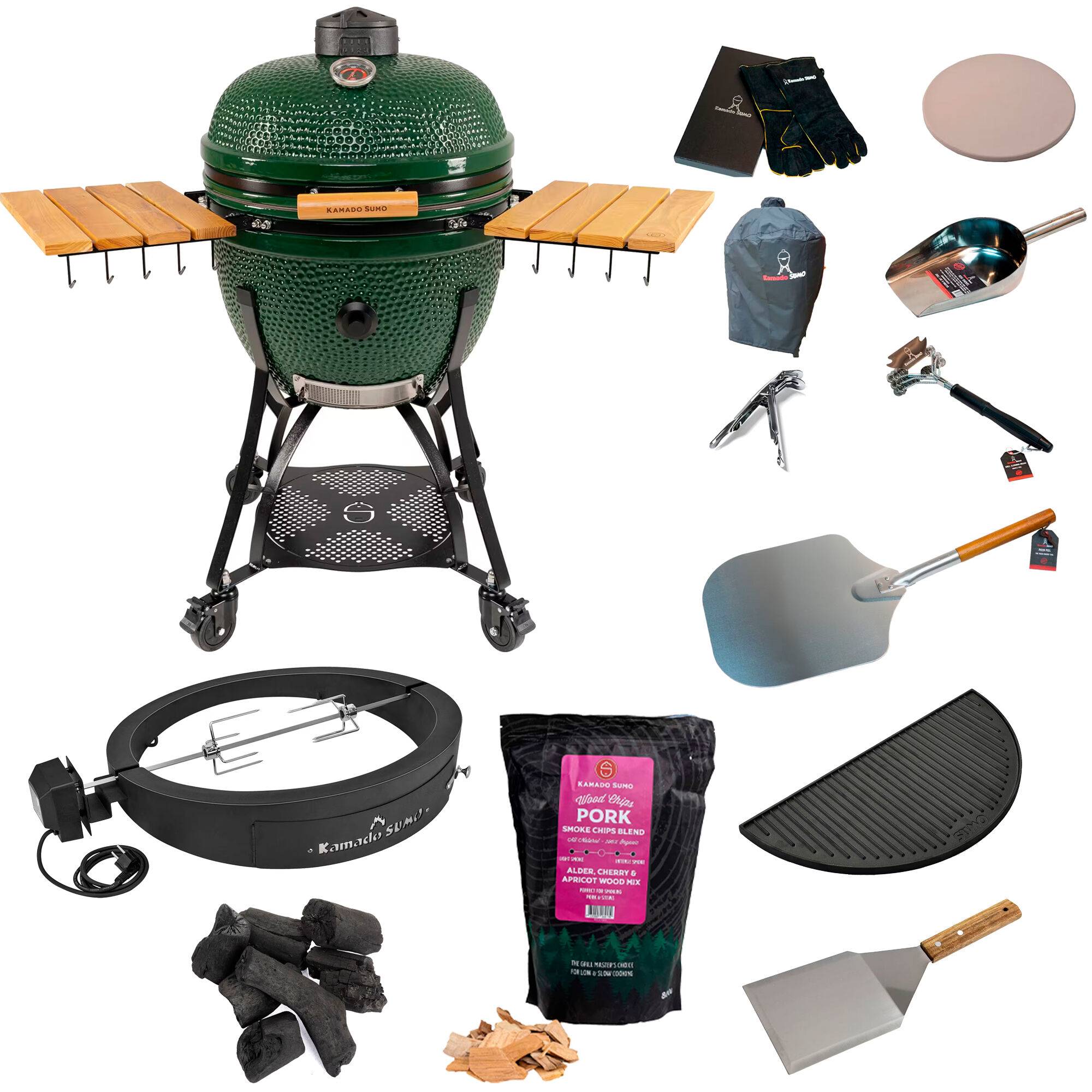 Kamado sumo Classic Maxi Gen 2 + deluxe grillpakke, grøn