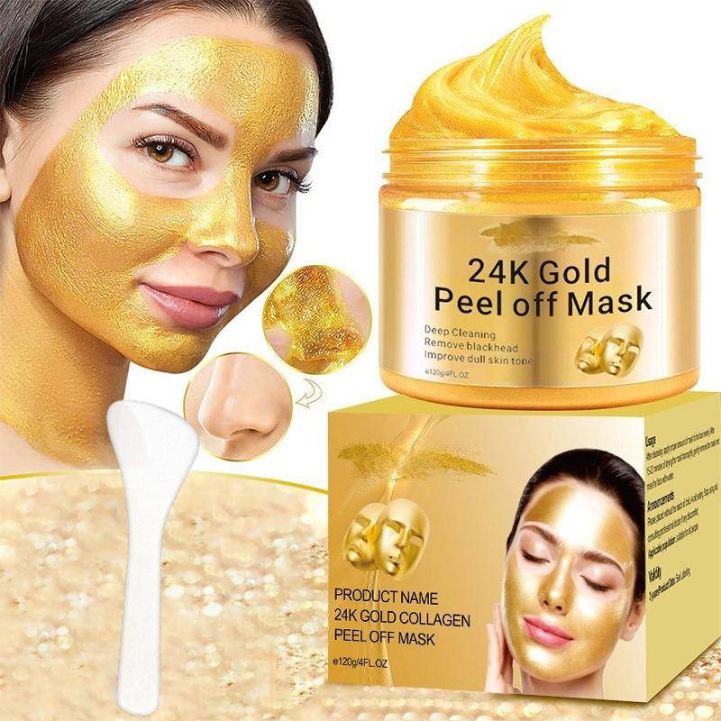 1 st 24K guld tårformad mask, populär mild pormasks-borttagning matt exfolierande rengöringsmask beige