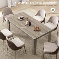 Træ spisebord 160 x 80 cm stort bord rektangulært køkkenbord spisebord natur