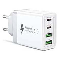 USB C-laddare 40W +15W USB 3.1, flera USB C-uttag Flera USB-laddare PD, USB-strömförsörjning typ C-kontakt Snabbladdare USB C-adapter PD20W för Samsun Galaxy Xiaomi Realme Oppo Huawei Redmi Oneplus