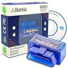 Allstric® OBD2 Bluetooth Mini-läsare ELM 327 för Diagnos Bil Multibranded Analysverktyg Obd2 Diagnos ELM327 Original Bluetooth Diagnos Machine OBD2 och CD