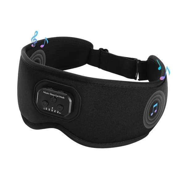 Bluetooth søvnmaske 3D musik til rejse og lur med iskølet silke, 100% mørklægning, aftagelige høretelefoner og timerfunktion