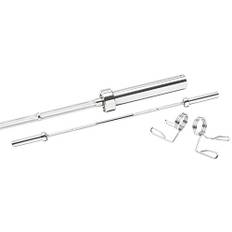 Bad Company skivstångsstång 152 cm 28 mm Olympia krom skivstång utan vikter med kullager inkl. fjäderlås 50/51 mm – hantelstång kan belastas med upp till 300 kg