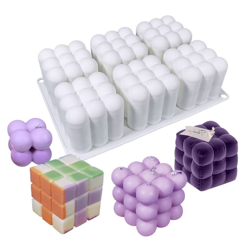 Factory Custom Logo Round Square Cylinder 3D Flower Smooth Surfaces Silicone Candle Mold For Candles