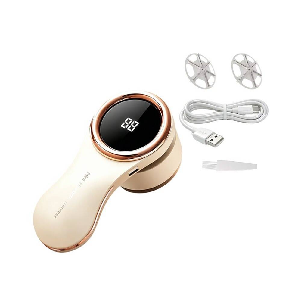 Lint Remover Home USB Charging Hair Lint Trimmer Portable Electric Clothes Sweater Lint Machine with 2 Blade Beige