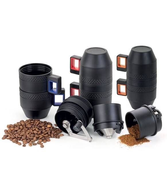 Bärbar mugg och kaffekvarn mini rostfritt stål handmanual handgjorda kaffebönor burr kvarnar kvarn köksredskap färgglada - Röd