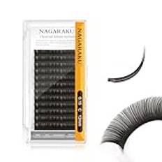 NAGARAKU Flat Ellipse Eyelash Extensions Supplies 0.15 C curl 12mm Natural Grey Black Faux mink Super Soft lash Split tips Individual Lashes