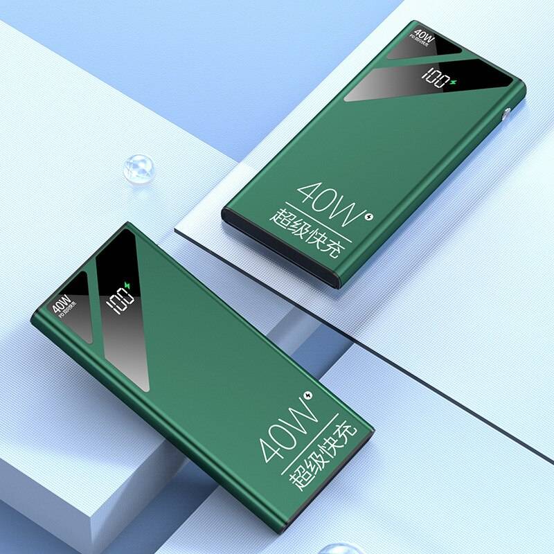 Pd40w tvåvägs snabbladdande powerbank 20000 mah digital display externt batteri inbyggda kablar med ficklampa för huawei mi