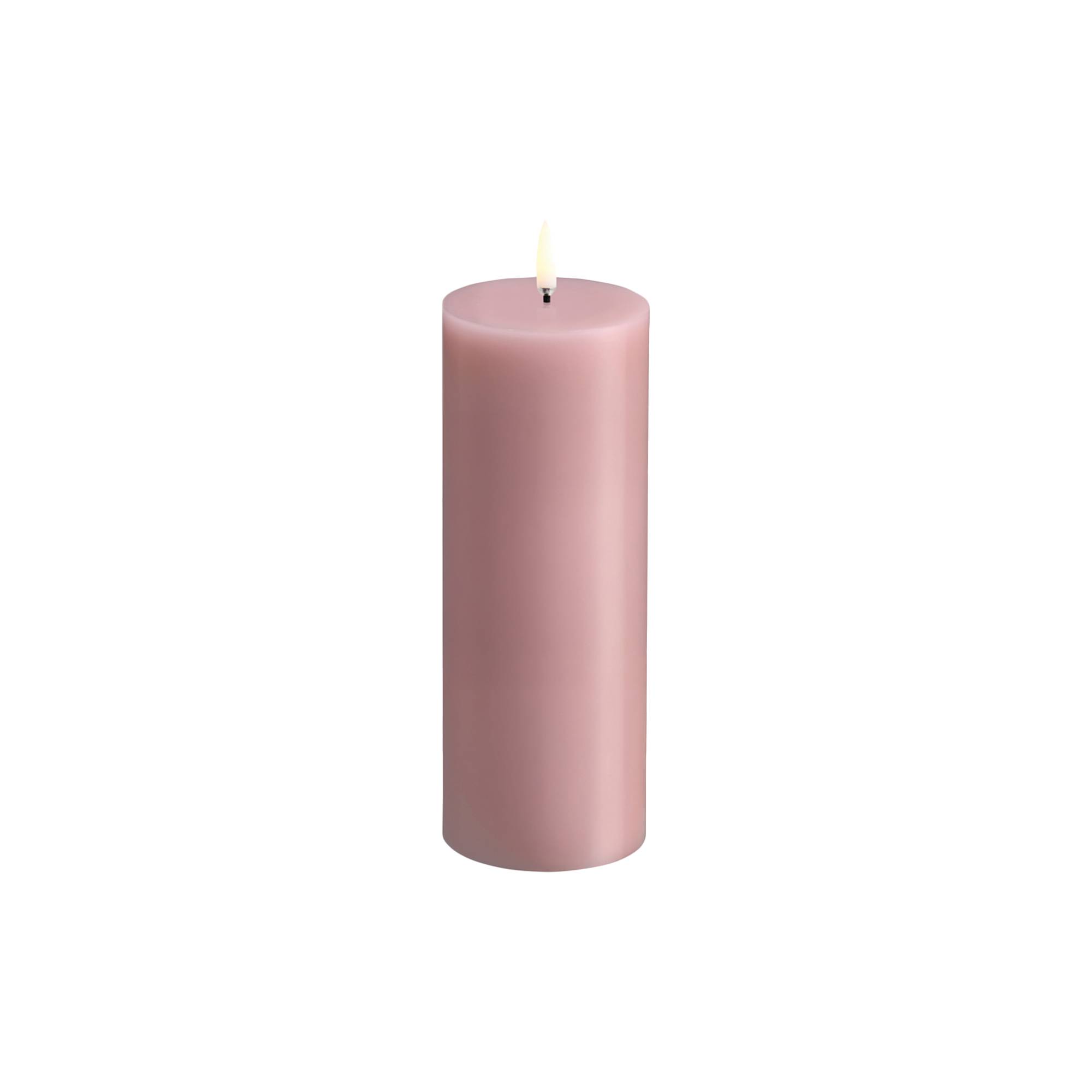 LED Pillar Candle Smooth 20 Cm, Rose Powder.