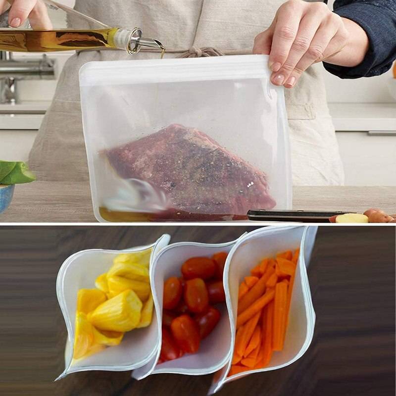 Peva fryspåsar matförvaringspåse transparent återanvändbar 1 uppsättning kök arrangör topp ziplock läckagesäker multifunktion - 5 st stil 2