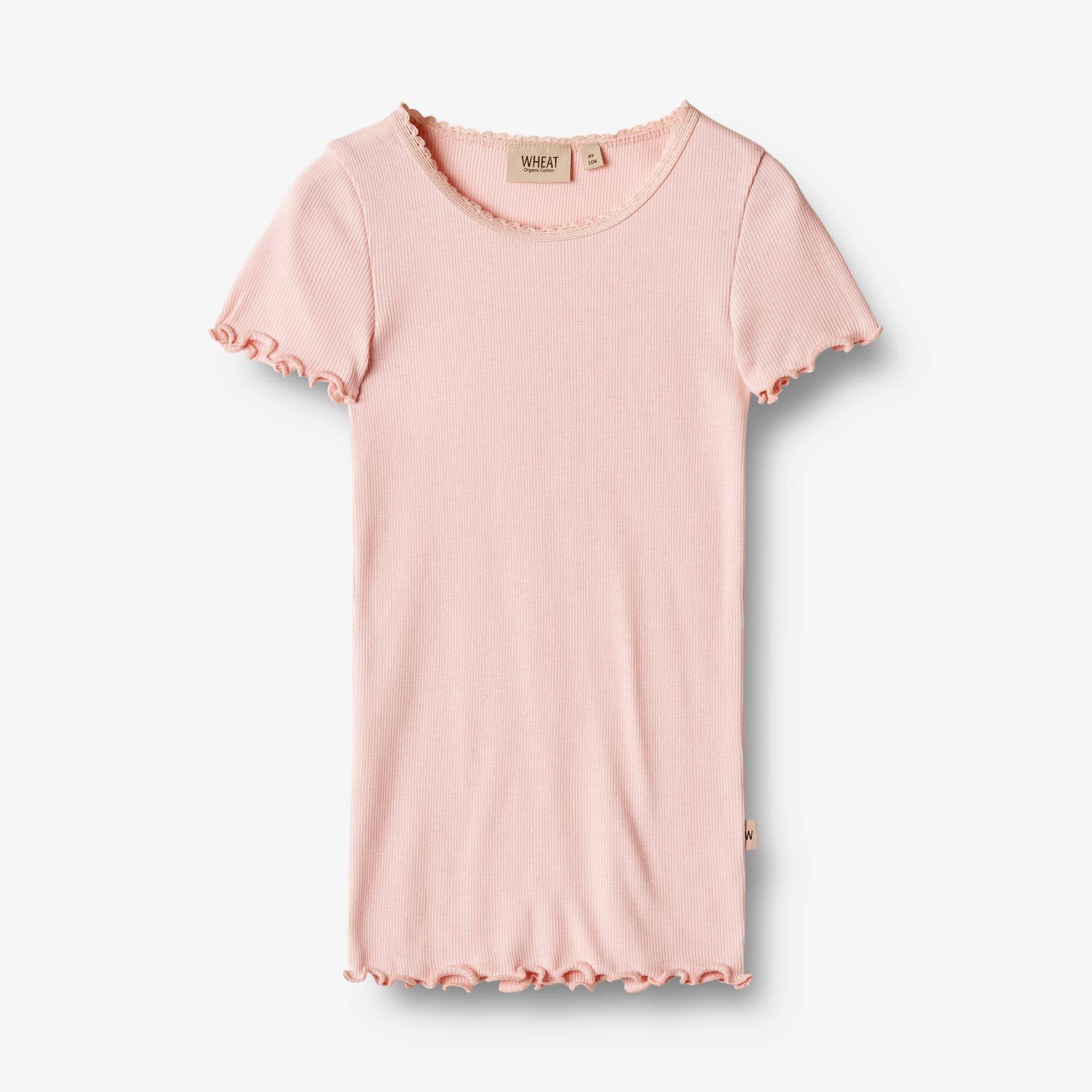 WHEAT® - Kortærmet Rib T-shirt Katie - rose ballet - Str 147/11 år.