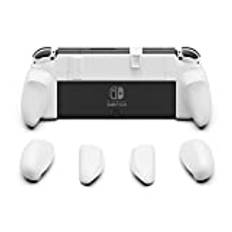 Skull & Co. NeoGrip for Nintendo Switch OLED and Regular Model: An Ergonomic Grip Hard Shell with Replaceable Grips [to fit All Hands Sizes] [No Carrying Case] - OLED White