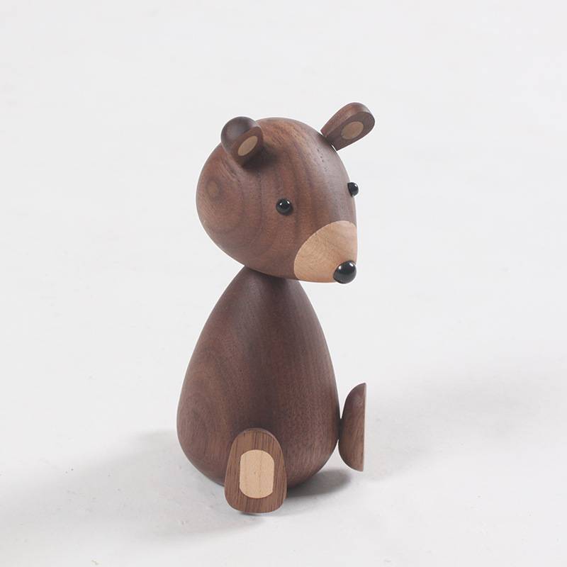E2 Denmark Wooden Brown Bear Home Decor Items Figurines Nordic Design Room Decoration Home Decor Offices Gift Crafts Family Toys