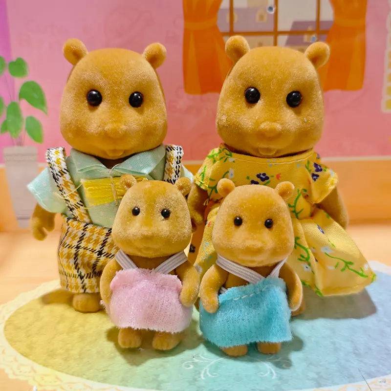 Forest Family Reindeer Rabbit Panda Animal Simulation Dollhouse Furniture Toy Set - New Squirrel Family