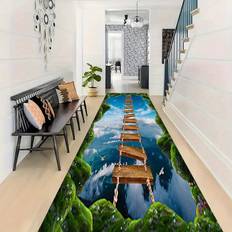 TEMU 1pc 3d Simulated Bridge Pattern Long Carpet, Machine Washable, Stain And, Golden Diamond Plush, Non-slip Hallway Carpet, Suitable For Living Room, Bedroom, , Sunroom, Ultra-long Design.