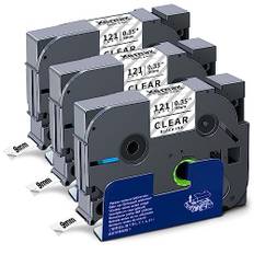 3x XemaX Kompatibel Brother P-Touch Bänder 9mm Clear Ersatz für Brother 9mm TZe-121 TZe 121 TZe121 für Brother P Touch Cube Plus PT-P710BT PT-P300BT PT-H100R PT-D400 PT-D210, Schwarz auf Transparenz