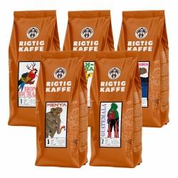 Rigtig Kaffe Verdens Kaffe Mixpakke 5x400g Hele kaffebønner