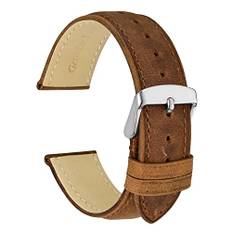 WOCCI Klockarmband i äkta läder för män och kvinnor, bandbredd 18 mm, 19 mm, 20 mm, 22 mm, 23 mm, 24 mm, 22mm, Läder