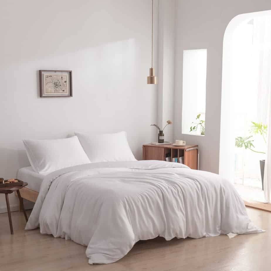 Bamboo duvet cover, 140×220 cm - bamboo buttons - Coco white - 140x200 cm / Coco white / Lane
