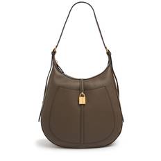 Siena Grain Leather Hobo Bag - Deep Olive - 01