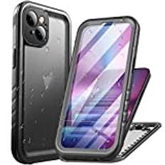 Cozycase Vattentätt fodral för iPhone 14 (6,1 tum), vattentätt 360-graders skydd, pansarfodral, stötsäkert, komplett, dammskydd, hårt skal med militärt skydd, mobilskal med kameraskydd