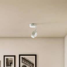 Lindby strålkastare Jyla, vit, lins, 3.000 K, Ø 8 cm, GX53 dimbar, Vitt / opal, Arbetsrum / kontor, Metall, Modern, Spotlight