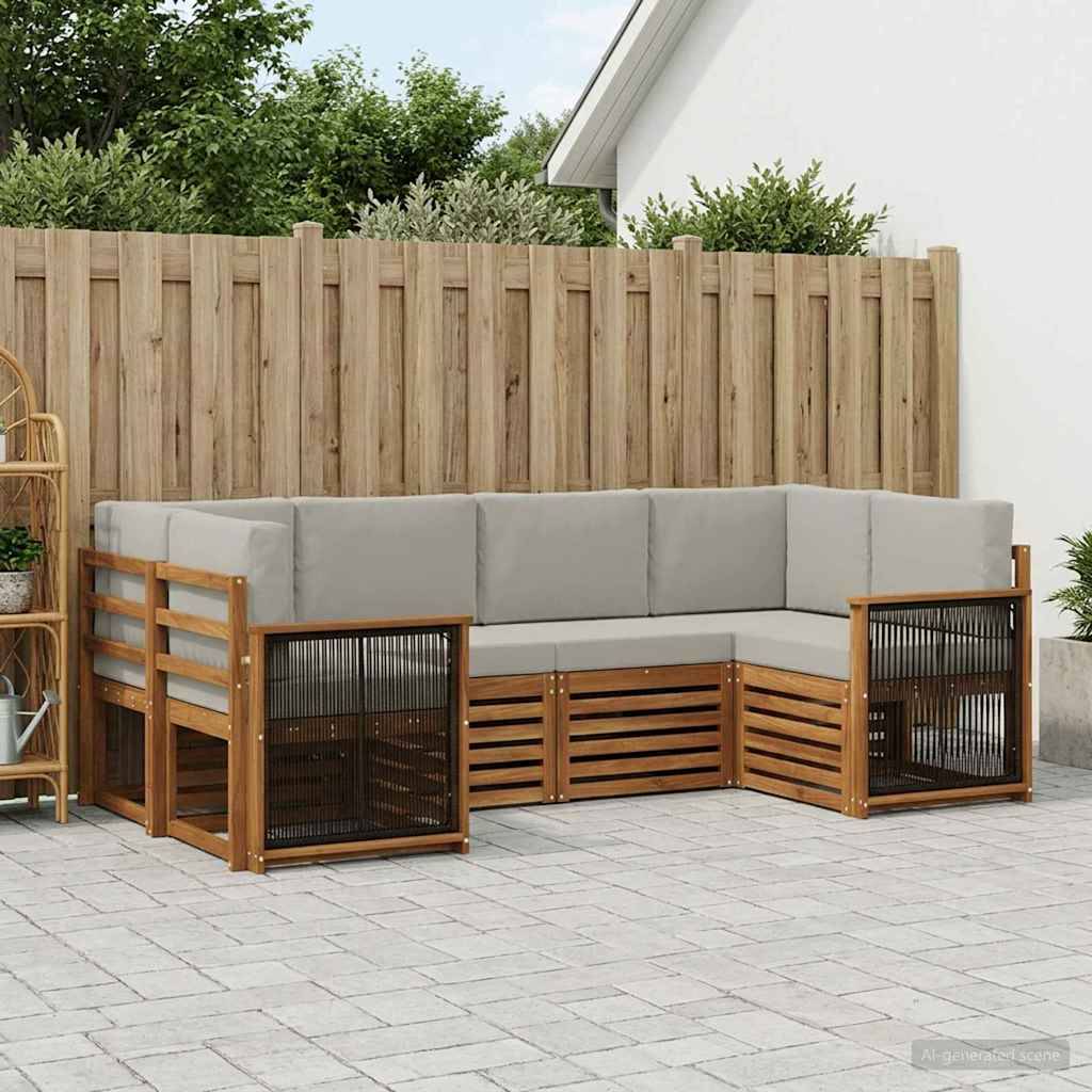 vidaXL Sektionalsofa sæt med pude 5 pcs Naturfarvet og lysegrå