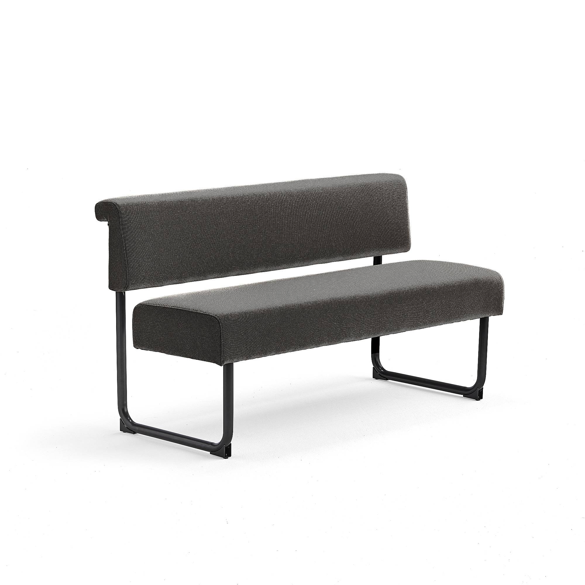 Soffa START, 1400 mm, tyg, mörkbrun, svart