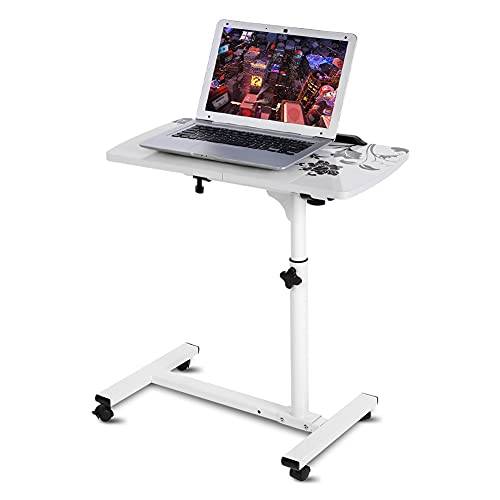 Cocoarm Justerbart Laptopbord med Hjul, 62-88 cm Höjd, för Säng och Soffa, Vit