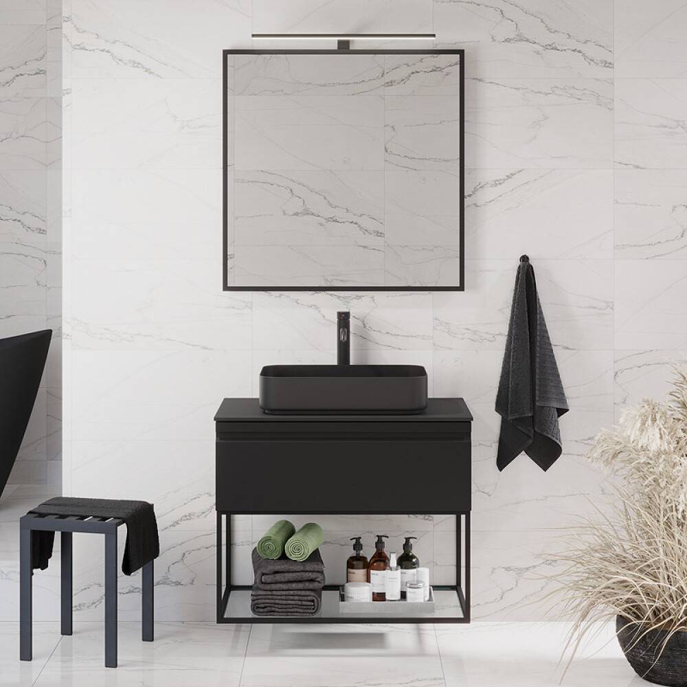 KOMMODPAKET CAMARGUE IQ+ MED HYLLA SVART MATT 80 CM
