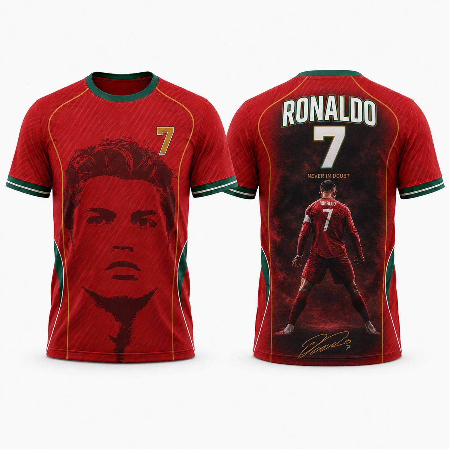 Ronaldo 7 SIU Fotbollströja Aldrig i Tvivelsutan Signatur Grafik Fotbollströja Barn Fläktpresent Topp T-shirt cm red